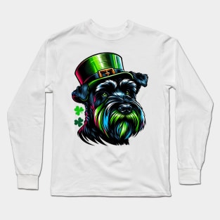 Black Russian Terrier in Saint Patrick's Day Mood Long Sleeve T-Shirt